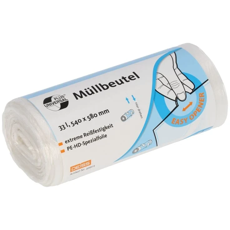 DEISS UNIVERSAL PLUS Müllbeutel 33 Liter, transparent