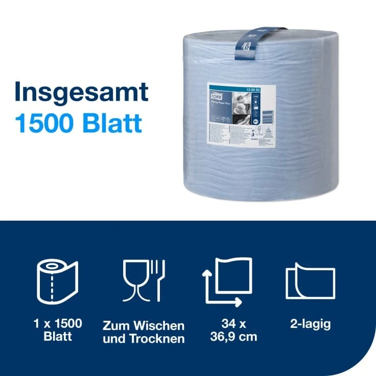 Tork Starke Mehrzweck-Papierwischtücher W1 blau, 2-lagig, 510 m