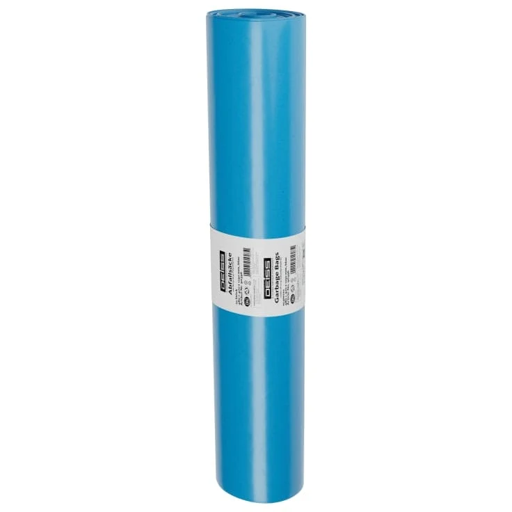 DEISS LDPE große Müllsäcke 200 Liter blau, Seitenfalte, Typ 100