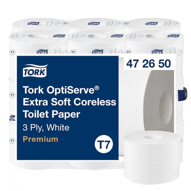 Tork OptiServe hülsenloses Toilettenpapier T7 3-lagig, weiß