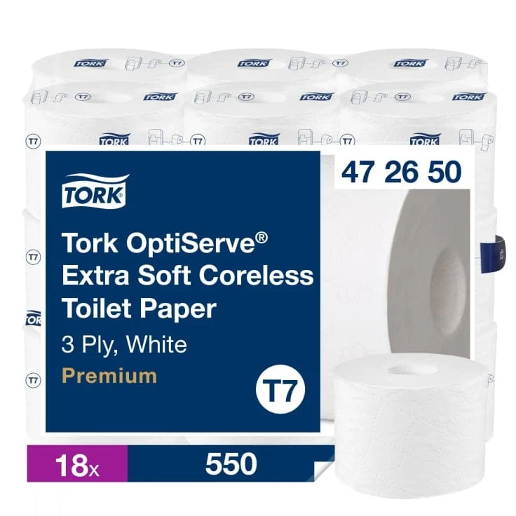 Tork OptiServe hülsenloses Toilettenpapier T7 3-lagig, weiß
