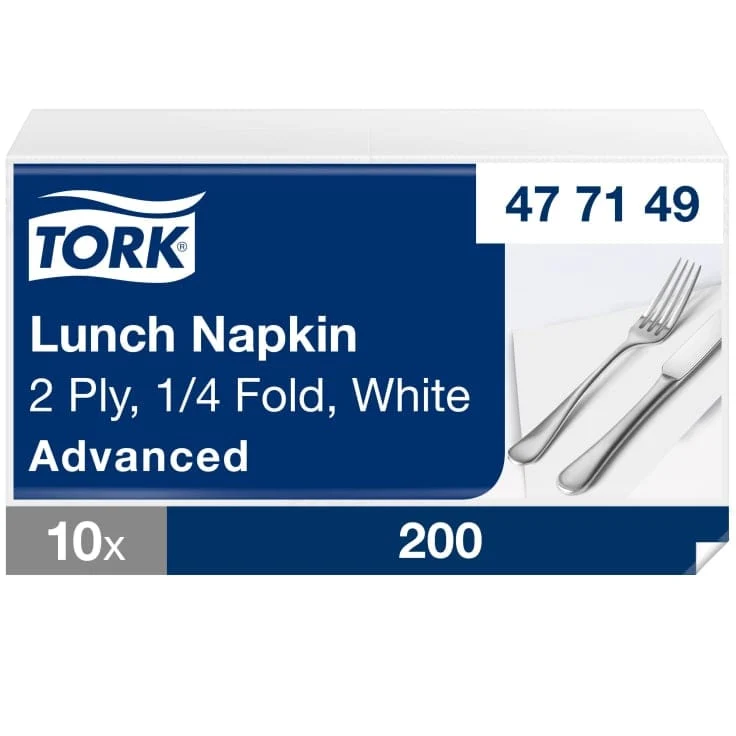 Tork Lunchserviette Advanced 2-lagig, 1/4-Falz, weiß