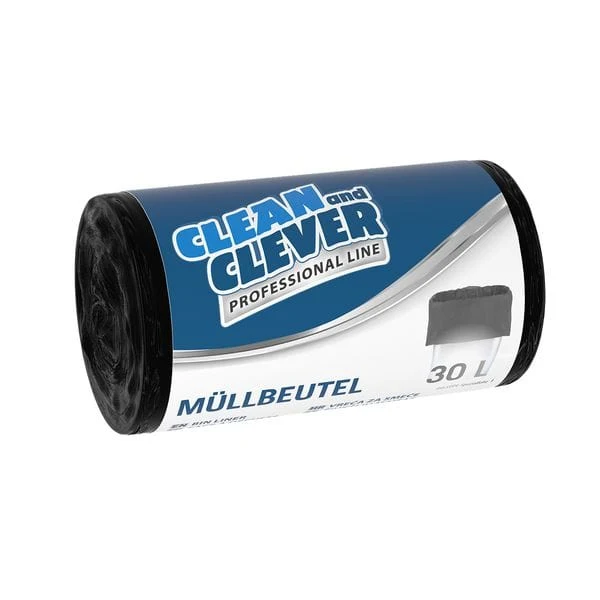 CLEAN and CLEVER PROFESSIONAL Müllbeutel 30 Liter PRO 74 schwarz
