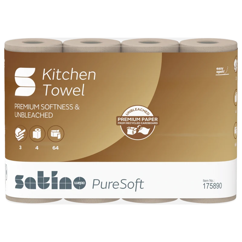 Satino PureSoft Küchenrolle 3-lagig, 64 Blatt, Soft Beige