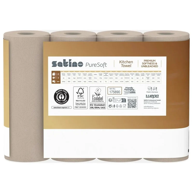 Satino PureSoft Küchenrolle 3-lagig, 64 Blatt, Soft Beige