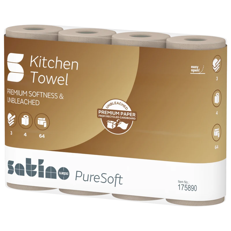 Satino PureSoft Küchenrolle 3-lagig, 64 Blatt, Soft Beige