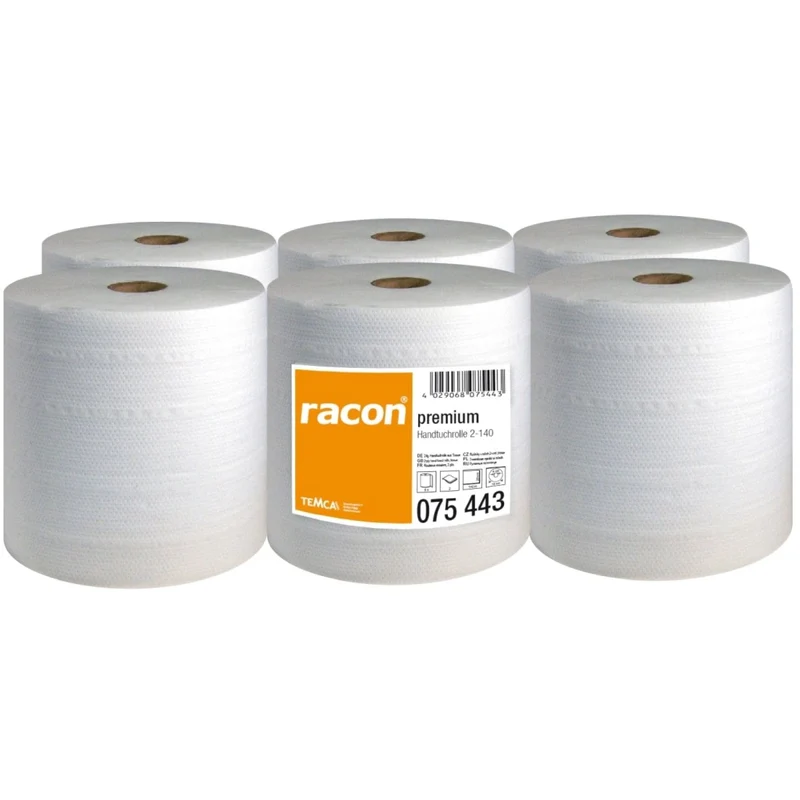 racon premium Handtuchrolle, 20 cm x 140 m, 2-lagig zwischenblattverleimt, hochweiß