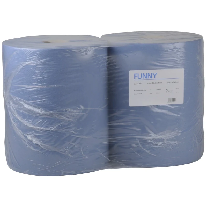 Funny Papierputztuchrolle, 36 x 34 cm, 2-lagig, blau, 1.000 Blatt