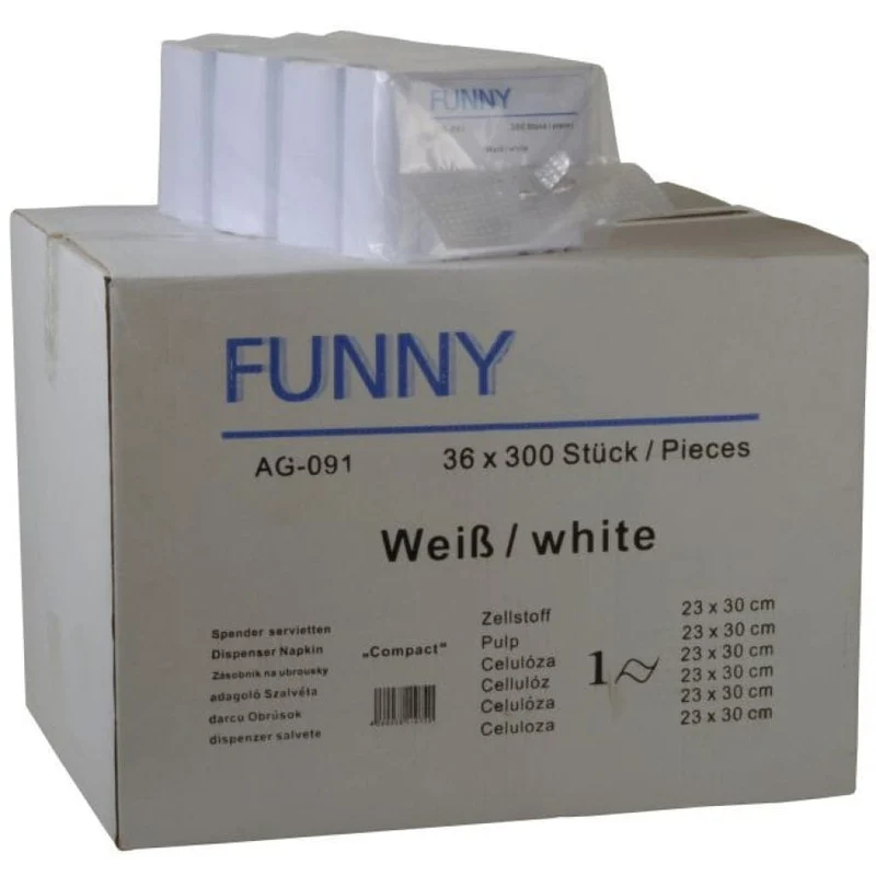 Funny Spenderserviette "Compact", 24 x 30 cm, 1-lagig, hochweiß
