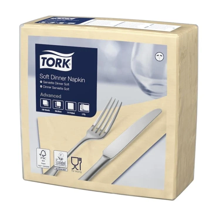 Tork Soft Dinnerservietten sand 3-lagig, 39 x 39 cm