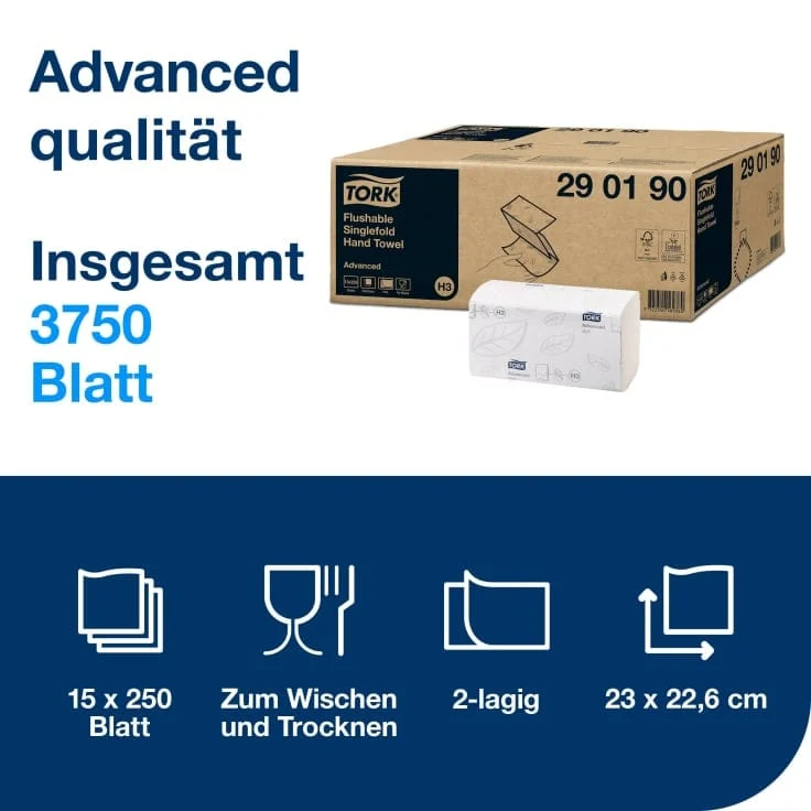 Tork Zickzack-Handtuch Advanced H3 2-lagig, spülbar