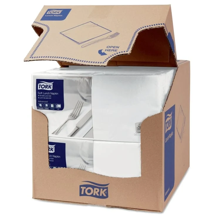 Tork Soft Lunchservietten weiß 3-lagig, 1/4-Falz
