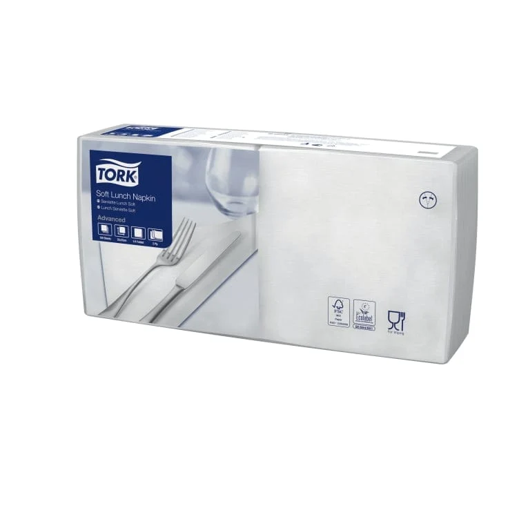 Tork Soft Lunchservietten weiß 3-lagig, 1/4-Falz