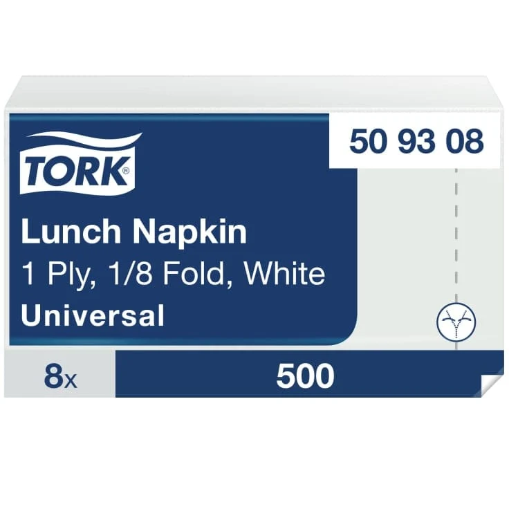 Tork Lunchservietten weiß 1-lagig, 1/8-Falz
