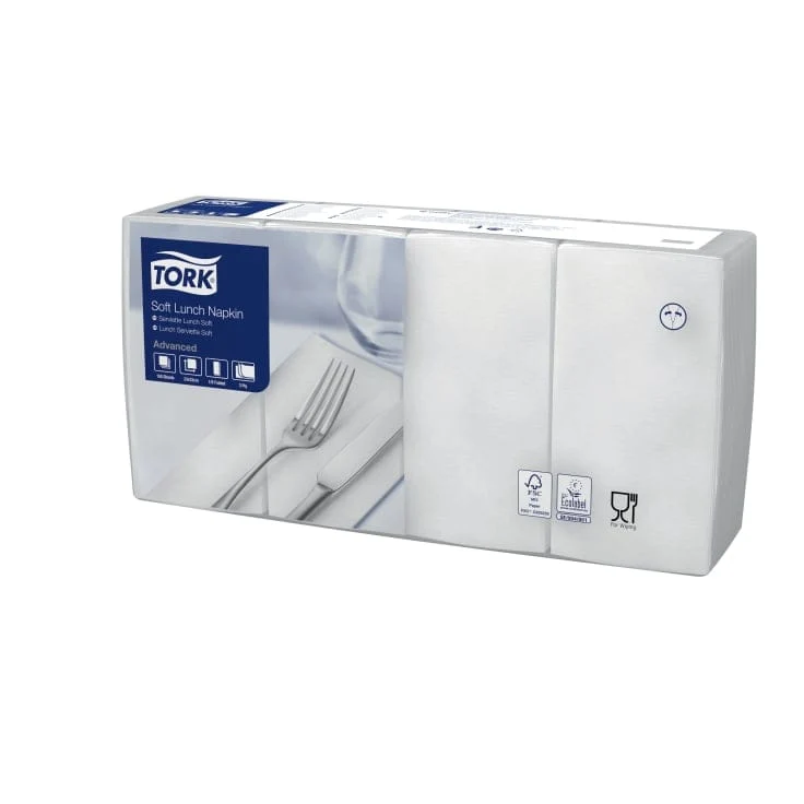 Tork Soft Lunchservietten weiß 3-lagig, 1/8-Falz