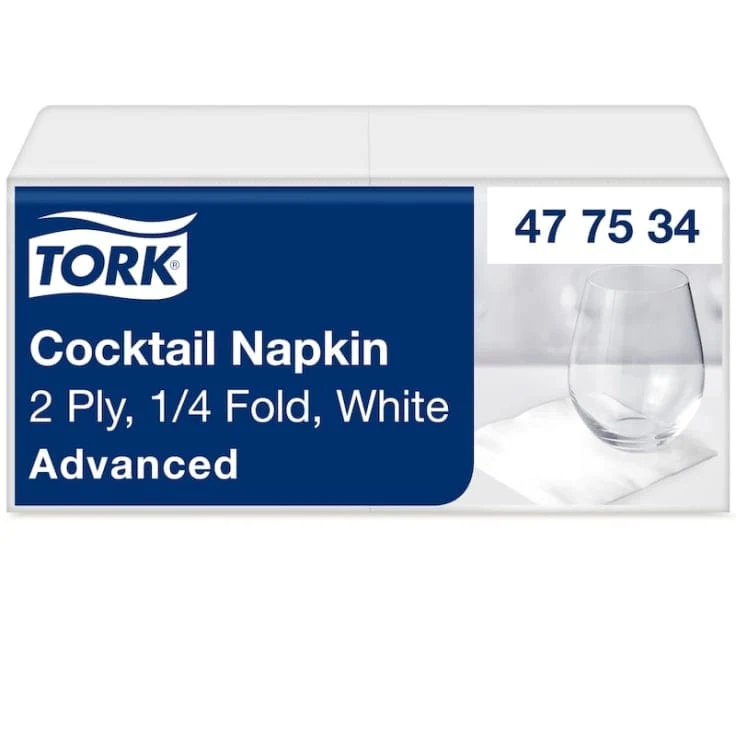 Tork Cocktailserviette Advanced 2-lagig, 1/4-Falz, weiß