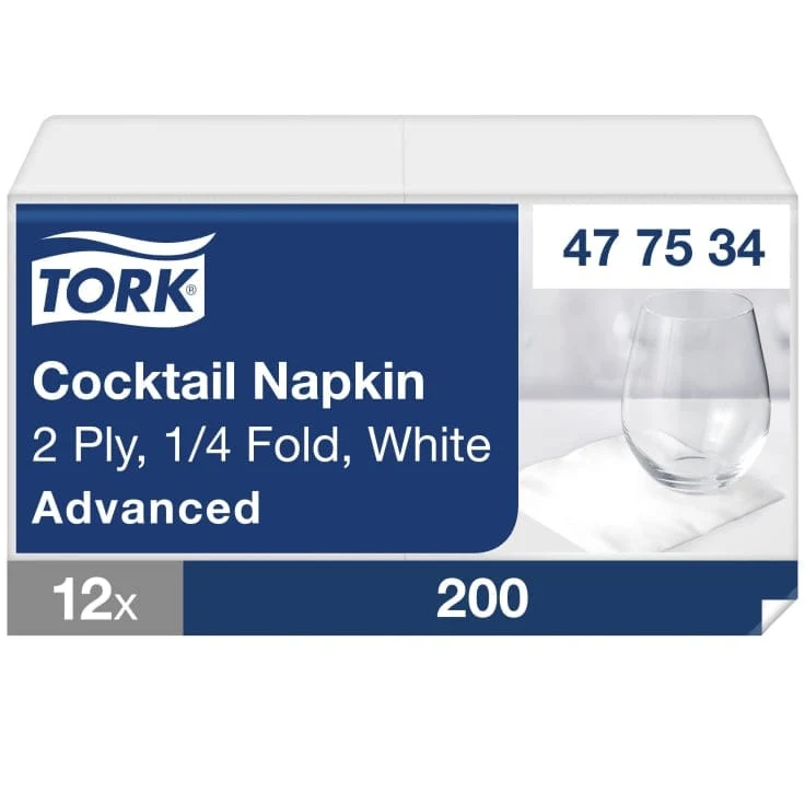 Tork Cocktailserviette Advanced 2-lagig, 1/4-Falz, weiß