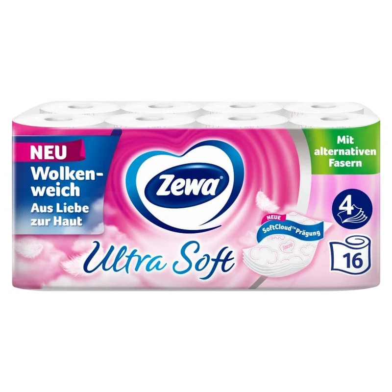 Zewa Ultra Soft Toilettenpapier, 4-lagig mit Strohanteil