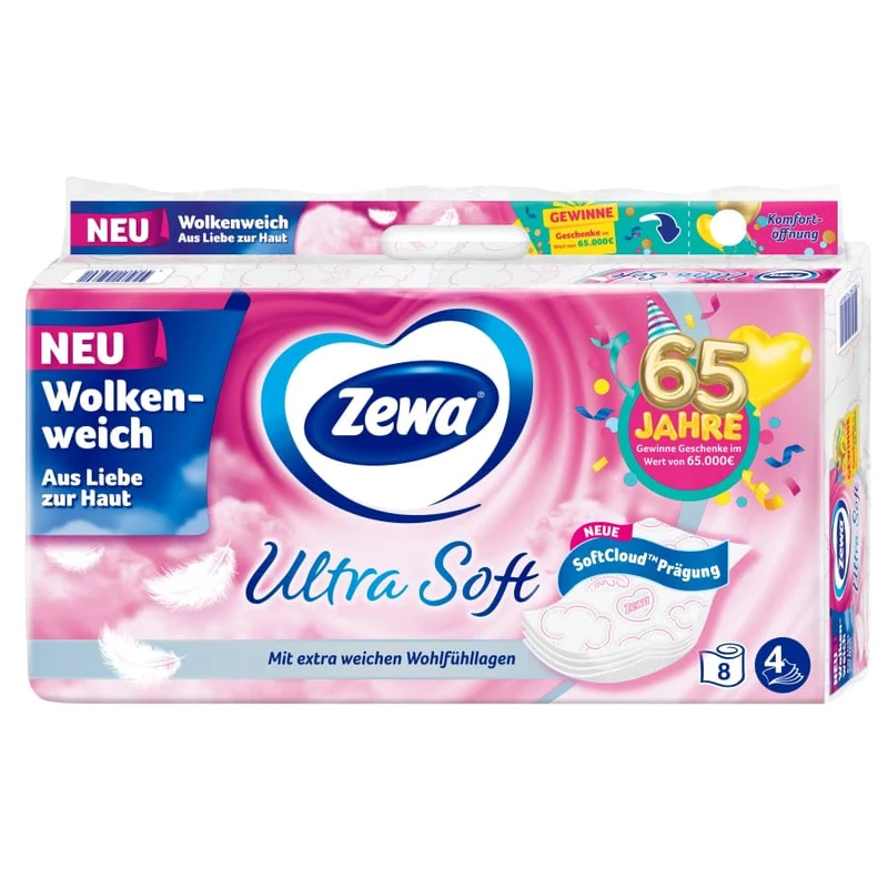 Zewa Ultra Soft Toilettenpapier, 4-lagig mit Strohanteil