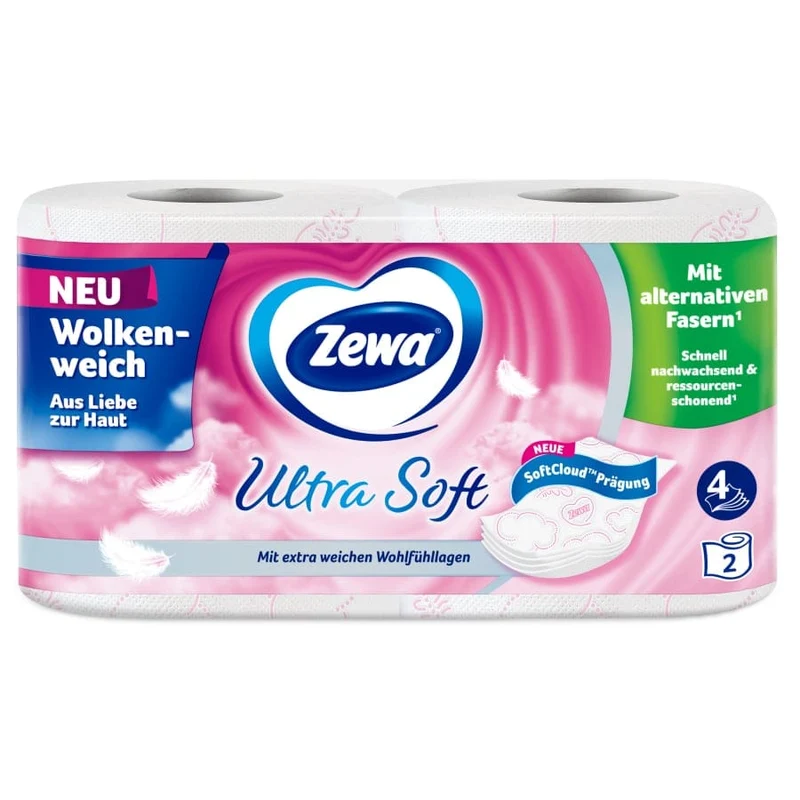 Zewa Ultra Soft Toilettenpapier, 4-lagig mit Strohanteil