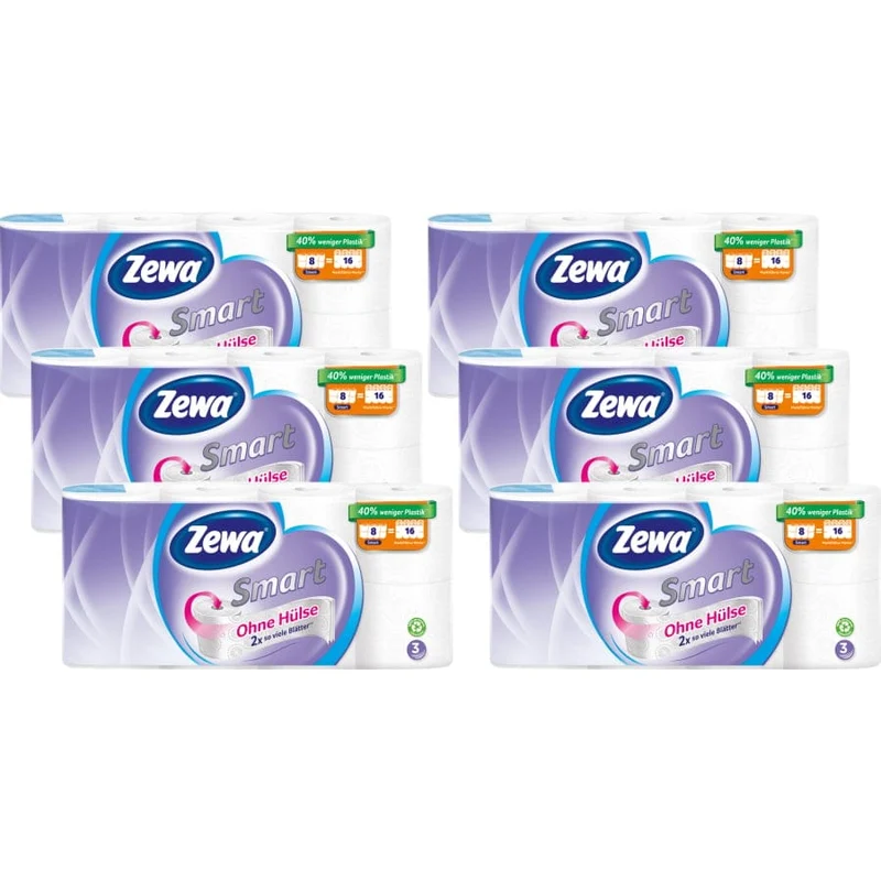 Zewa Smart Toilettenpapier Großpackung 6 x 8 Rollen