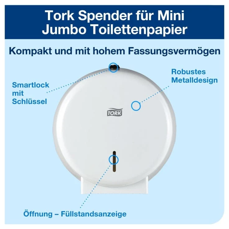 Tork Spender für Mini Jumbo Toilettenpapier T2, Metall