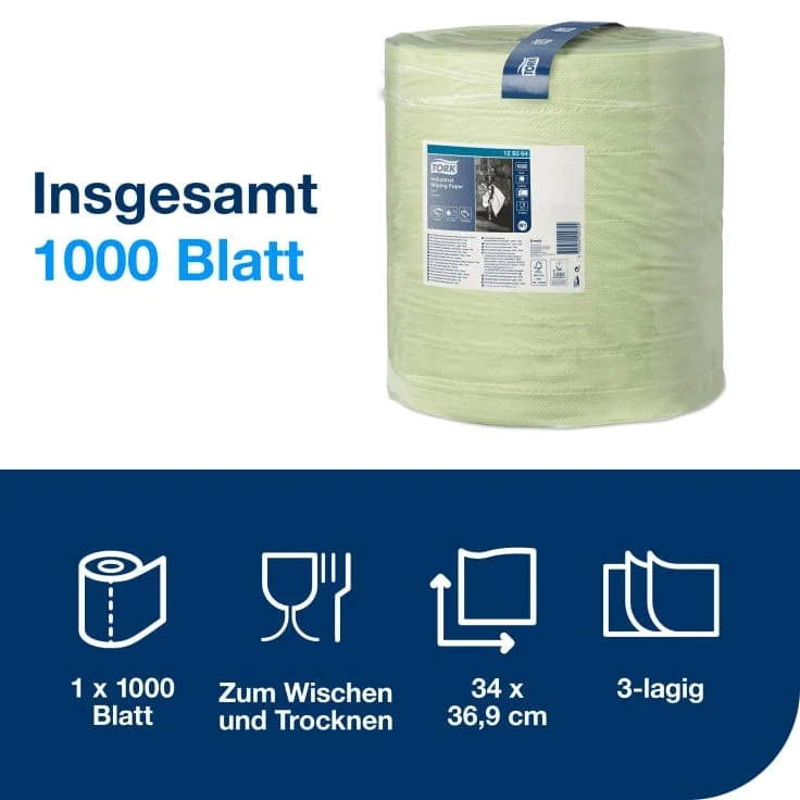 Tork Industrie Papierwischtücher W1 3-lagig, grün, 340 m