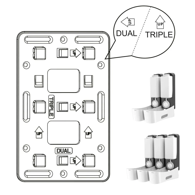 SemyTop Adapterplatte für 2 oder 3 Dusch- und Badspender, 350 ml