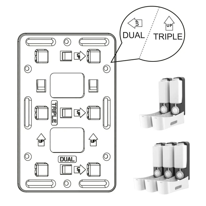 SemyTop Adapterplatte für 2 oder 3 Dusch- und Badspender, 350 ml