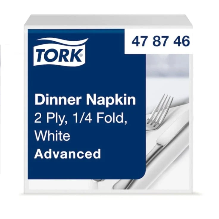 Tork Dinnerserviette Advanced 2-lagig, 1/4-Falz, weiß