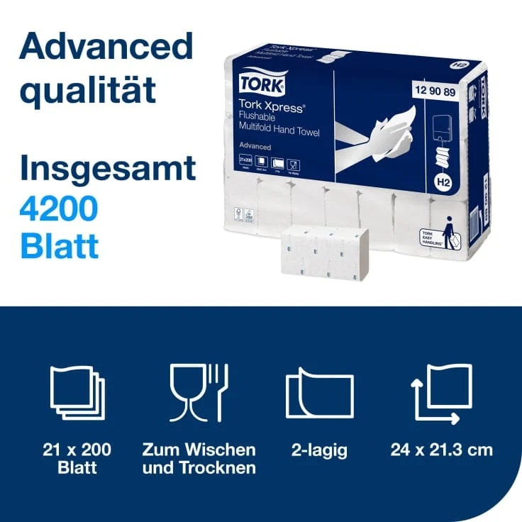 Tork Xpress Multifold Handtuch Advanced H2 2-lagig, schnellauflösend