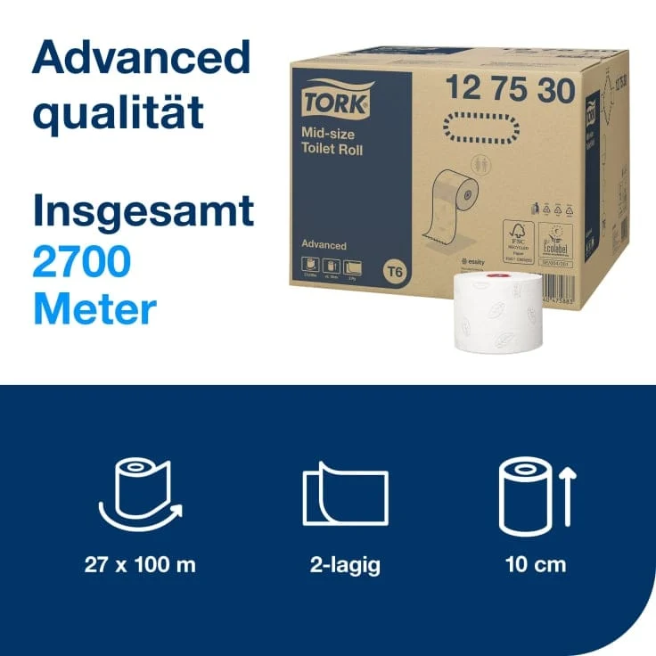 Tork Midi Toilettenpapier Advanced T6 2-lagig, 100 m