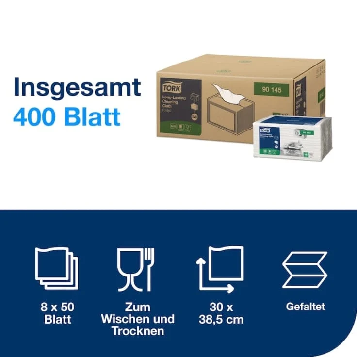 Tork Langlebiges Reinigungstuch W8 weiß, 38,5 x 30 cm
