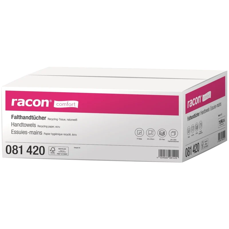 racon comfort Falthandtücher ZZ-Falz, 24 x 23 cm, 2-lagig, naturweiß