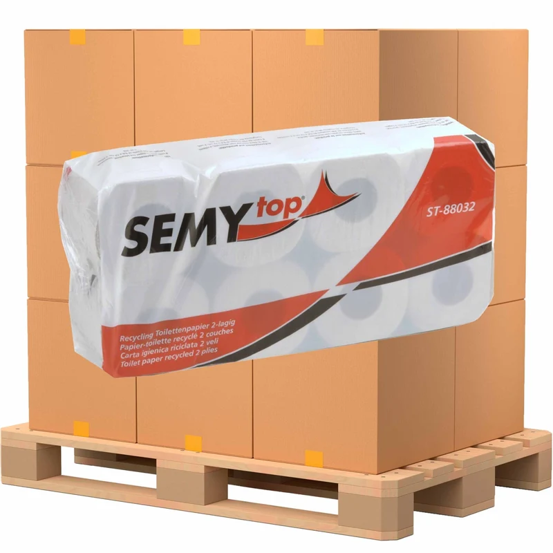 SemyTop Toilettenpapier Recycling, 2-lagig, 250 Blatt, hellgrau