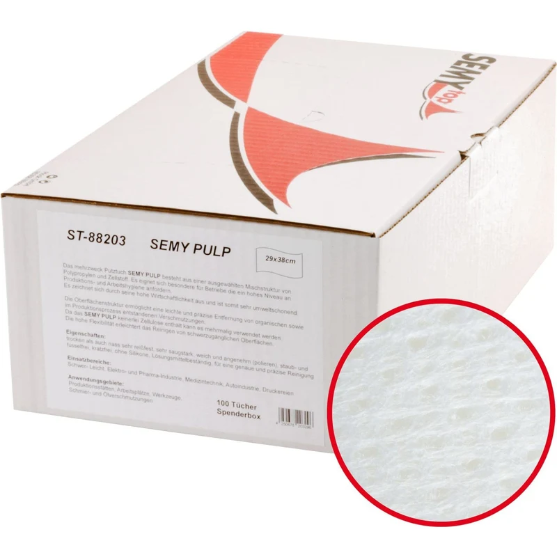 SemyTop Putztücher Pulp in Spenderbox, 29 x 38 cm, weiß, 100 Stück