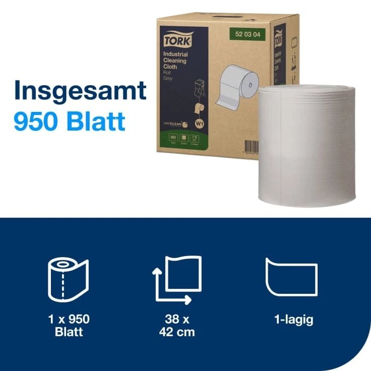 Tork Industrie Reinigungstuch W1 grau, 1-lagig, 361 m