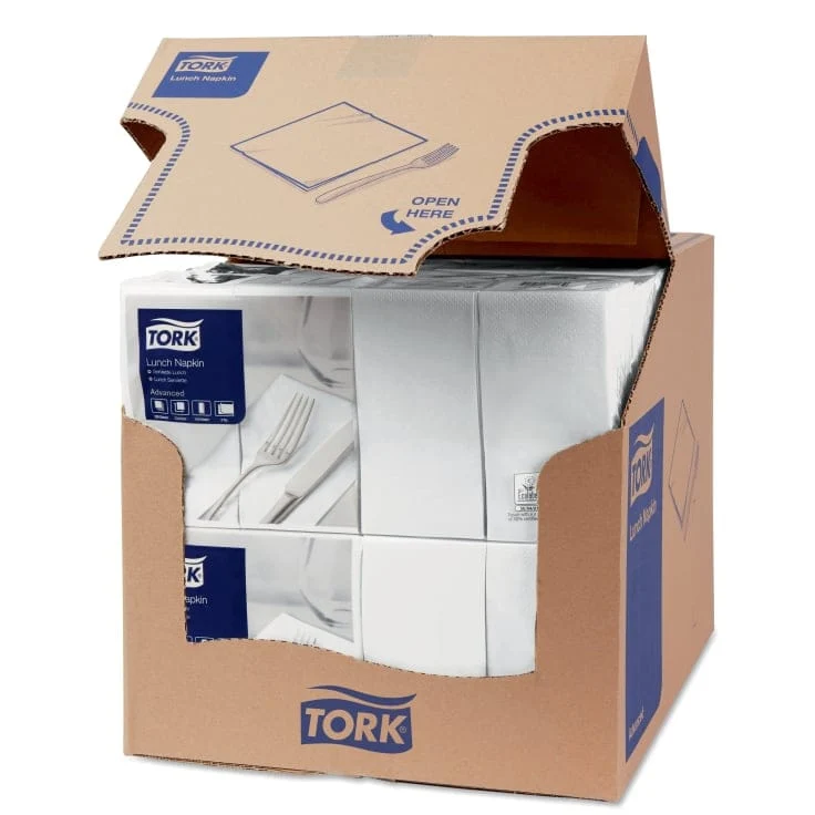 Tork Lunchserviette Advanced 2-lagig 1/8-Falz, weiß