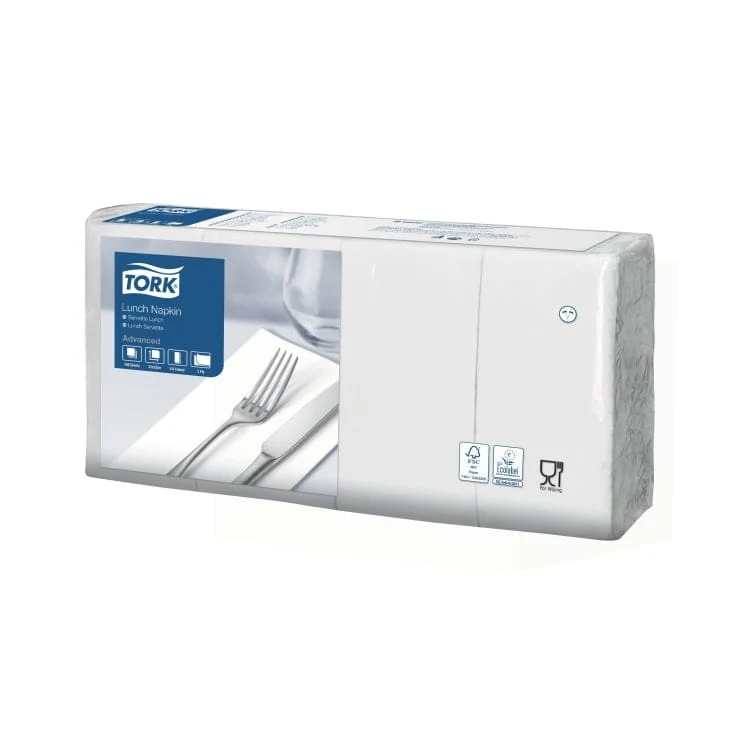 Tork Lunchserviette Advanced 2-lagig 1/8-Falz, weiß