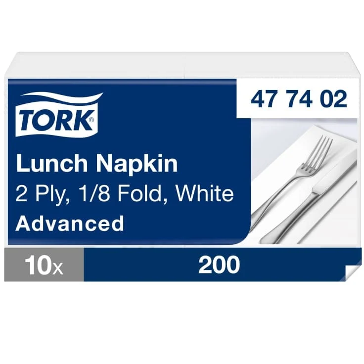 Tork Lunchserviette Advanced 2-lagig 1/8-Falz, weiß