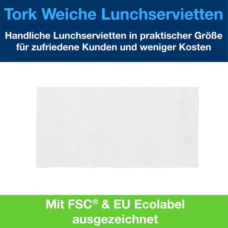 Tork Lunchserviette Advanced 2-lagig 1/8-Falz, weiß
