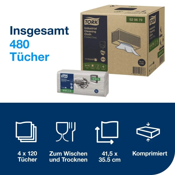 Tork Industrie Reinigungstuch Premium W4 1-lagig, grau