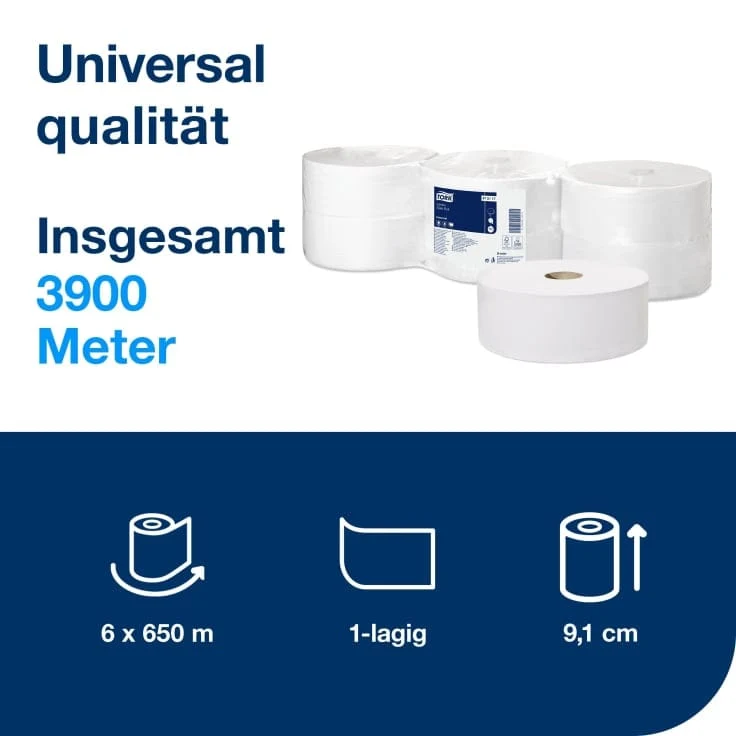 Tork Jumbo Toilettenpapier Universal T1 2-lagig, weiß