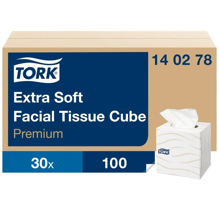 Tork Kosmetiktuch extra weich im Spenderwürfel 2-lagig, 100 Blatt