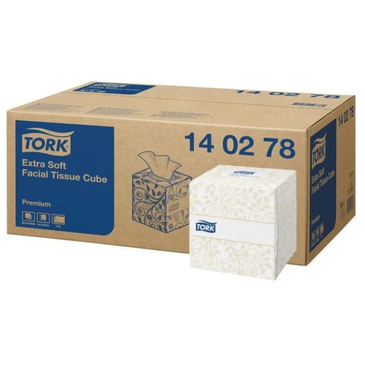 Tork Kosmetiktuch extra weich im Spenderwürfel 2-lagig, 100 Blatt