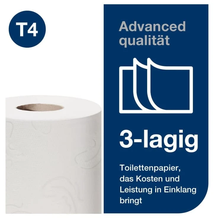 Tork Kleinrollen Toilettenpapier Advanced T4 3-lagig, 250 Blatt