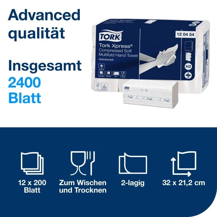 Tork Xpress Multifold-Handtuch komprimiert H2 2-lagig, weiß