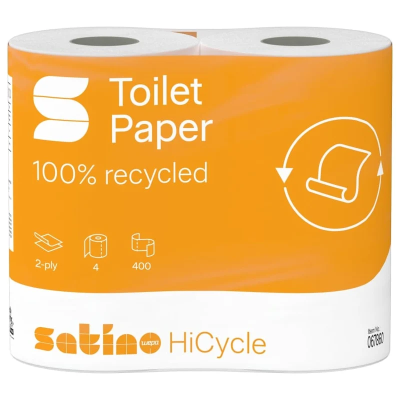 Satino HiCycle Toilettenpapier, 2-lagig, hochweiß, 400 Blatt, MT1