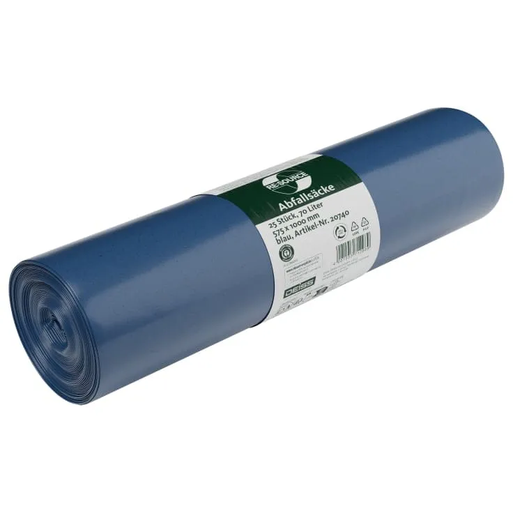 DEISS LDPE Abfallsäcke 70 Liter blau, Typ 60