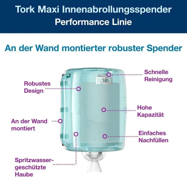 Tork Maxi Innenabrollungsspender Performance W2 weiß/türkis